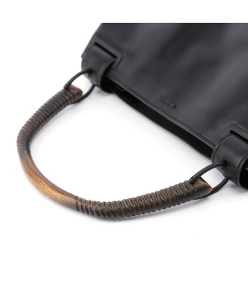 Black Leather Wood Handle Bag livraison et retour toujours gratuits