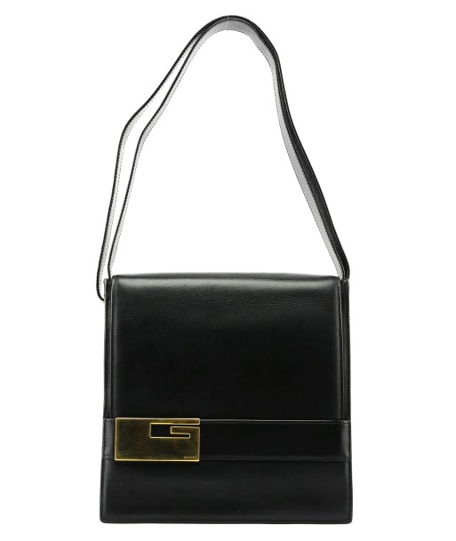 Black Leather Gold G Shoulder Bag chez Cornerstreet bien 