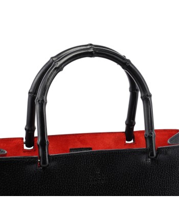 Black Leather Bamboo Tote Red Int 50-70% off 