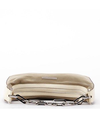 Beige Canvas Silver Chain Shoulder Bag votre