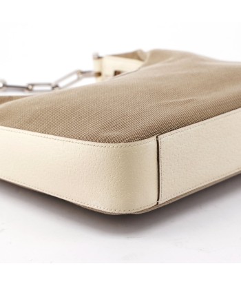 Beige Canvas Silver Chain Shoulder Bag votre