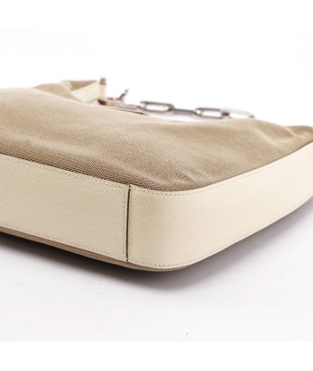 Beige Canvas Silver Chain Shoulder Bag votre