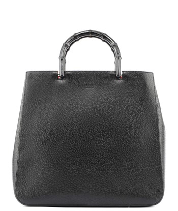 Black Leather Bamboo Tote Red Int de technologie