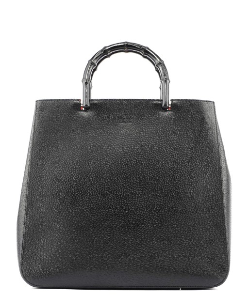 Black Leather Bamboo Tote Red Int de technologie