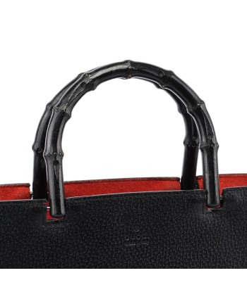 Black Leather Bamboo Tote Red Int de technologie