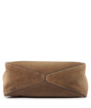 Beige Suede Wood Handle Shoulder Bag Amélioration de cerveau avec