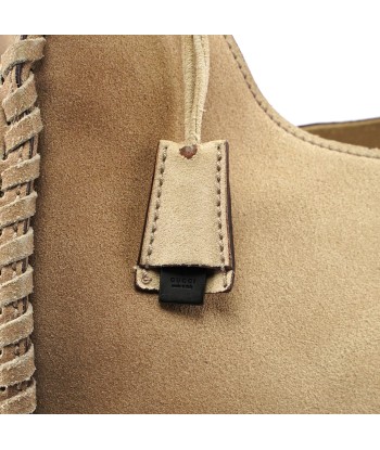 Beige Suede Wood Handle Shoulder Bag Amélioration de cerveau avec