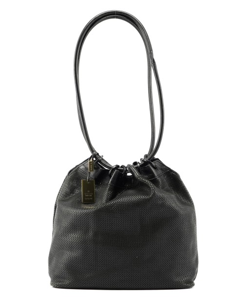 Black Leather Perforated Shoulder Bag Par le système avancé 