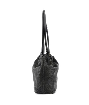 Black Leather Perforated Shoulder Bag Par le système avancé 