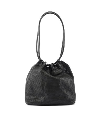 Black Leather Perforated Shoulder Bag Par le système avancé 