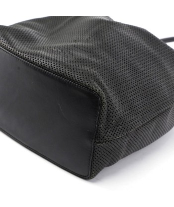 Black Leather Perforated Shoulder Bag Par le système avancé 