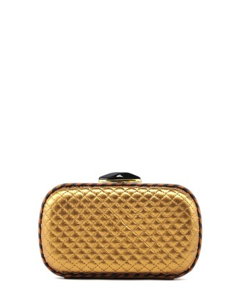 Gold Quilted Clutch Pochette Knot commande en ligne