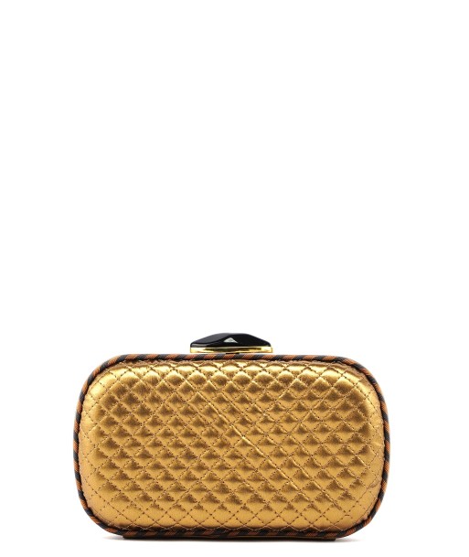 Gold Quilted Clutch Pochette Knot commande en ligne