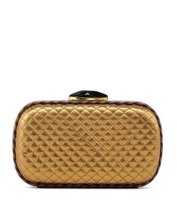 Gold Quilted Clutch Pochette Knot commande en ligne