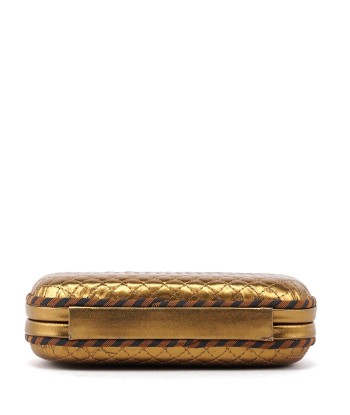 Gold Quilted Clutch Pochette Knot commande en ligne