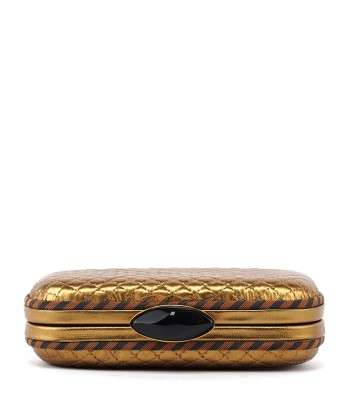 Gold Quilted Clutch Pochette Knot commande en ligne