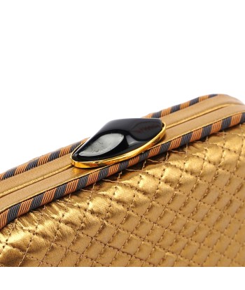 Gold Quilted Clutch Pochette Knot commande en ligne