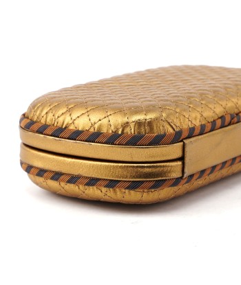 Gold Quilted Clutch Pochette Knot commande en ligne