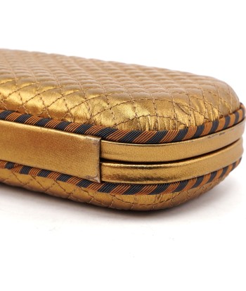 Gold Quilted Clutch Pochette Knot commande en ligne