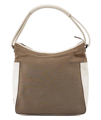 Beige White Canvas Shoulder Bag prix