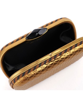 Gold Quilted Clutch Pochette Knot commande en ligne