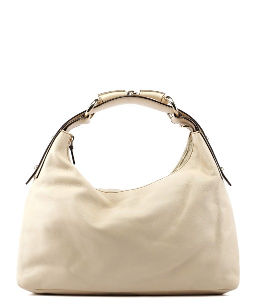 Gucci Off-White Leather Horsebit Shoulder Bag français