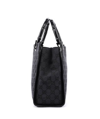 Gucci Black GG Canvas Bamboo Tote solde