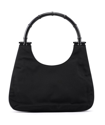 Gucci Black Canvas Bamboo Shoulder Bag livraison et retour toujours gratuits