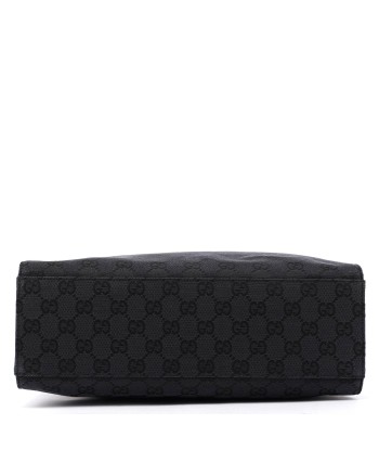 Gucci Black GG Canvas Bamboo Tote solde