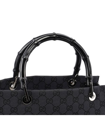 Gucci Black GG Canvas Bamboo Tote solde