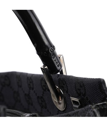 Gucci Black GG Canvas Bamboo Tote solde