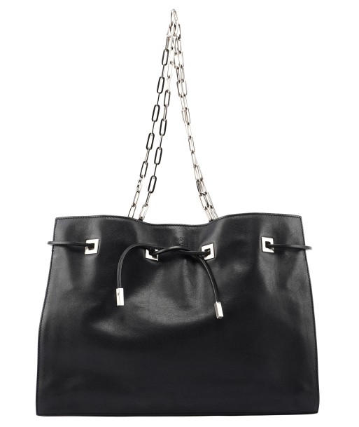 5338. Gucci Black Calfskin Drawstring Chain Tote la chaussure