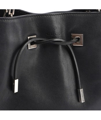 5338. Gucci Black Calfskin Drawstring Chain Tote la chaussure