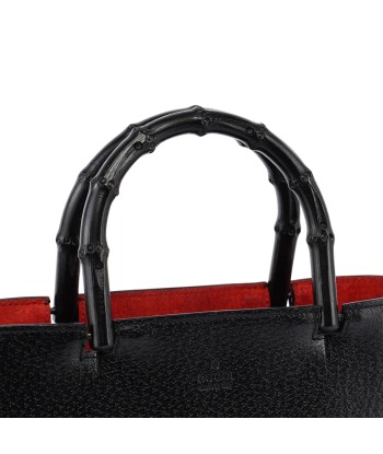 Guci Black Leather Bamboo Tote Red Int livraison et retour toujours gratuits