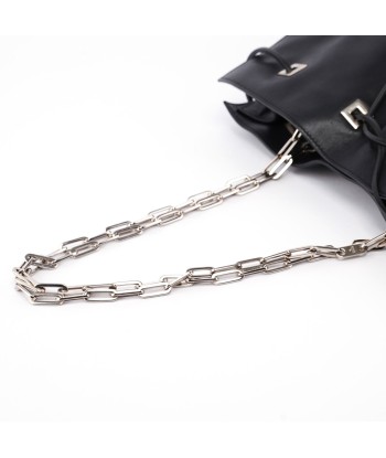 5338. Gucci Black Calfskin Drawstring Chain Tote la chaussure