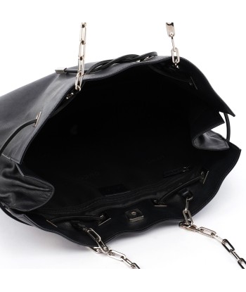 5338. Gucci Black Calfskin Drawstring Chain Tote la chaussure