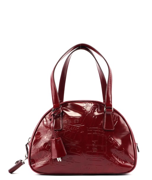 5347. Prada Red Patent Leather Stamped Tote Faites des économies