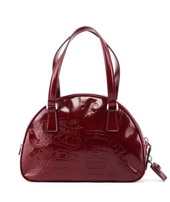 5347. Prada Red Patent Leather Stamped Tote Faites des économies