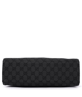 Gucci Black Canvas GG Bamboo Tote pas cher 