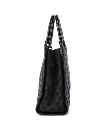 Gucci Black Canvas GG Bamboo Tote pas cher 