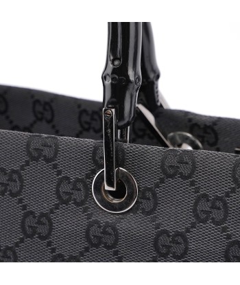 Gucci Black Canvas GG Bamboo Tote pas cher 