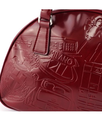 5347. Prada Red Patent Leather Stamped Tote Faites des économies