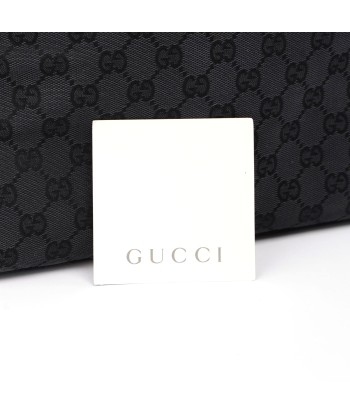 Gucci Black Canvas GG Bamboo Tote pas cher 