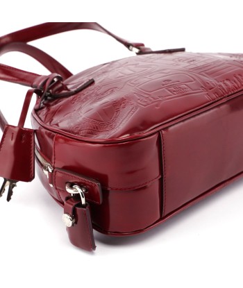 5347. Prada Red Patent Leather Stamped Tote Faites des économies