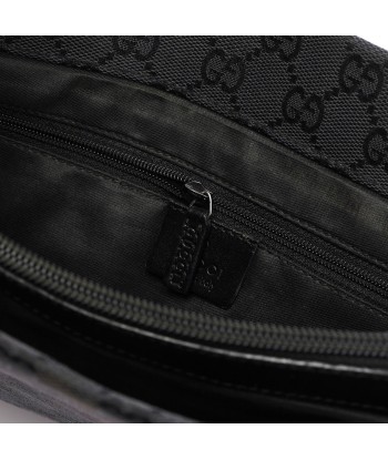 Gucci Black Canvas GG Bamboo Tote pas cher 