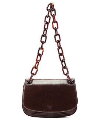 Prada Brown Calfskin Chain Shoulder Bag Livraison rapide