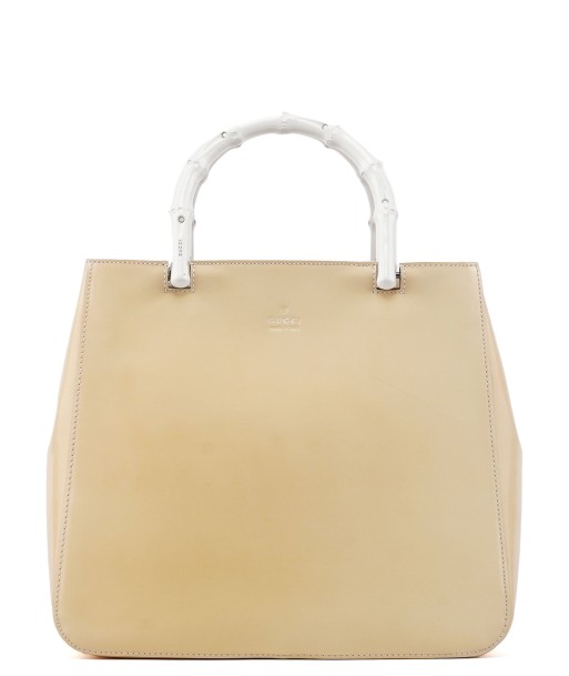 Gucci Beige Patent Leather Bamboo Tote commande en ligne