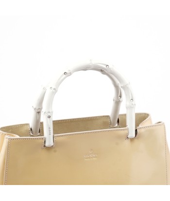 Gucci Beige Patent Leather Bamboo Tote commande en ligne