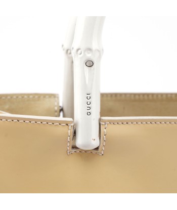 Gucci Beige Patent Leather Bamboo Tote commande en ligne