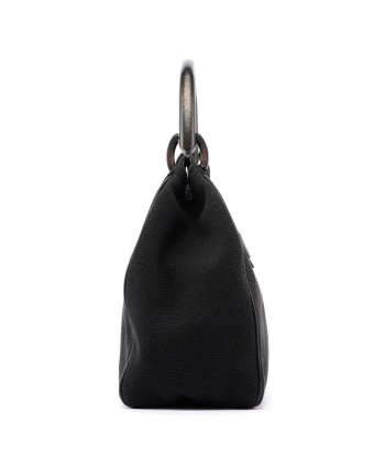 Black Canvas Wood Handle Shoulder Bag la chaussure